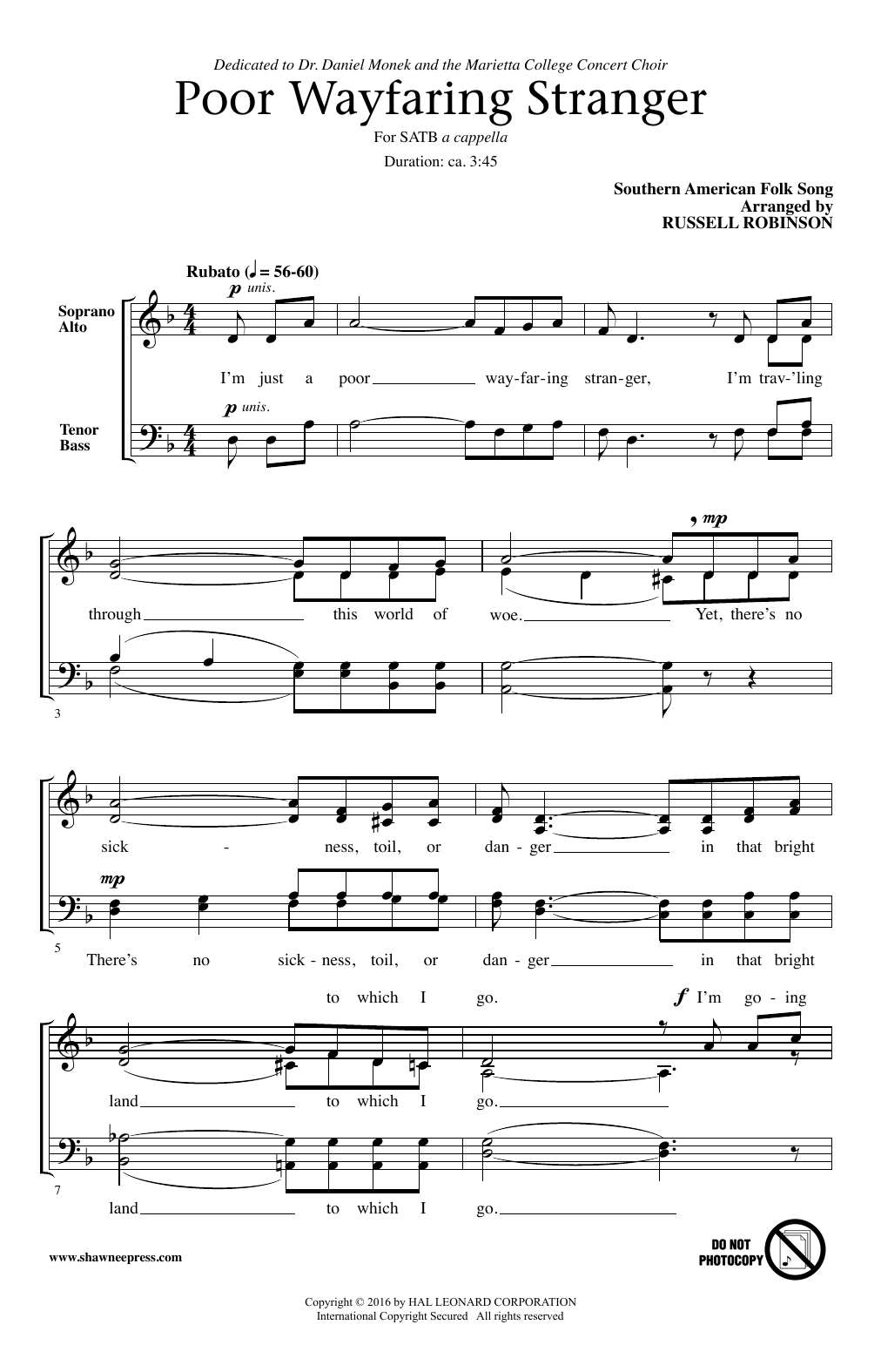 Russell Robinson Poor Wayfaring Stranger Sheet Music Notes & Chords for SATB - Download or Print PDF