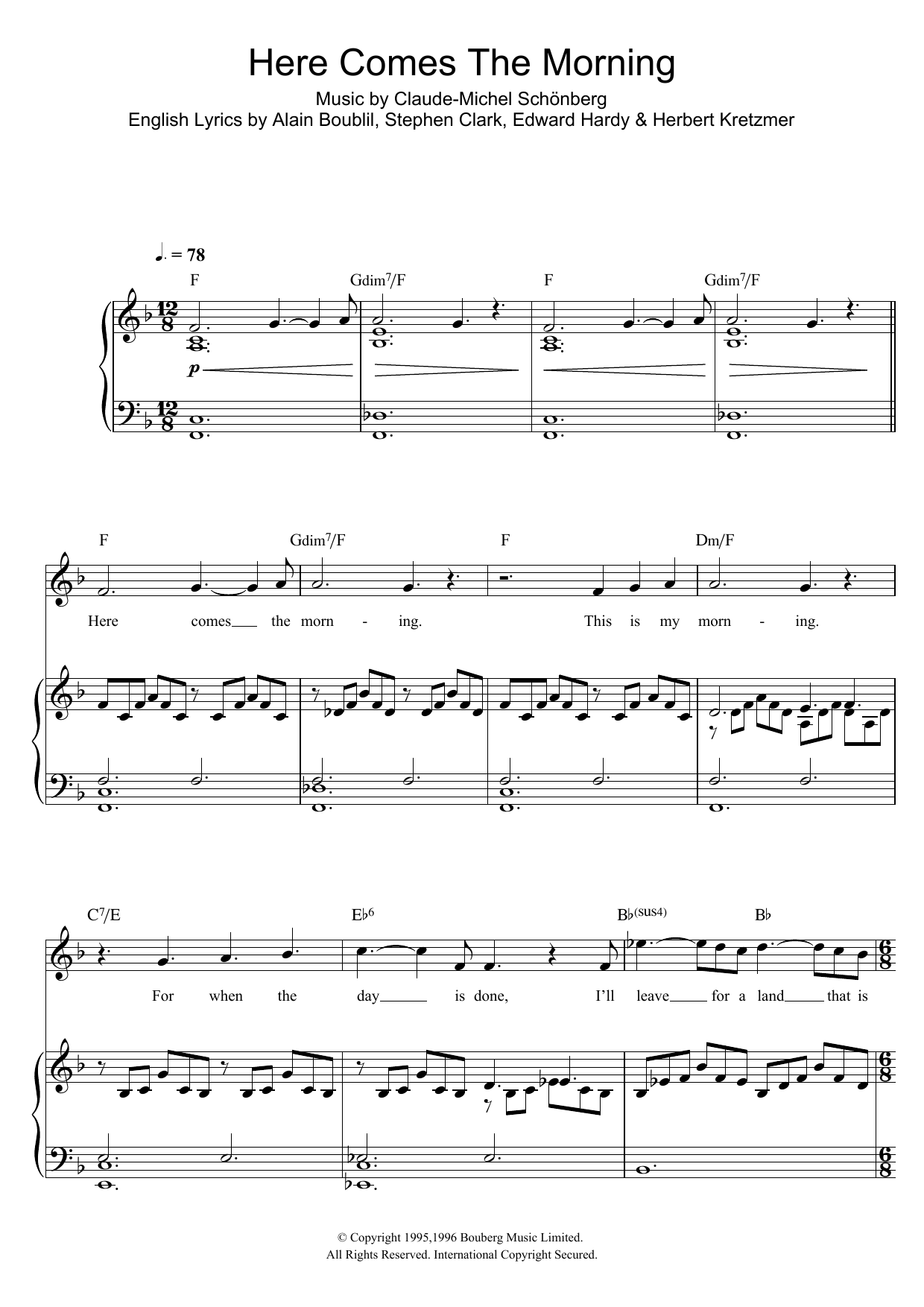 Russell Watson Here Comes The Morning (From Martin Guerre) Sheet Music Notes & Chords for Piano & Vocal - Download or Print PDF