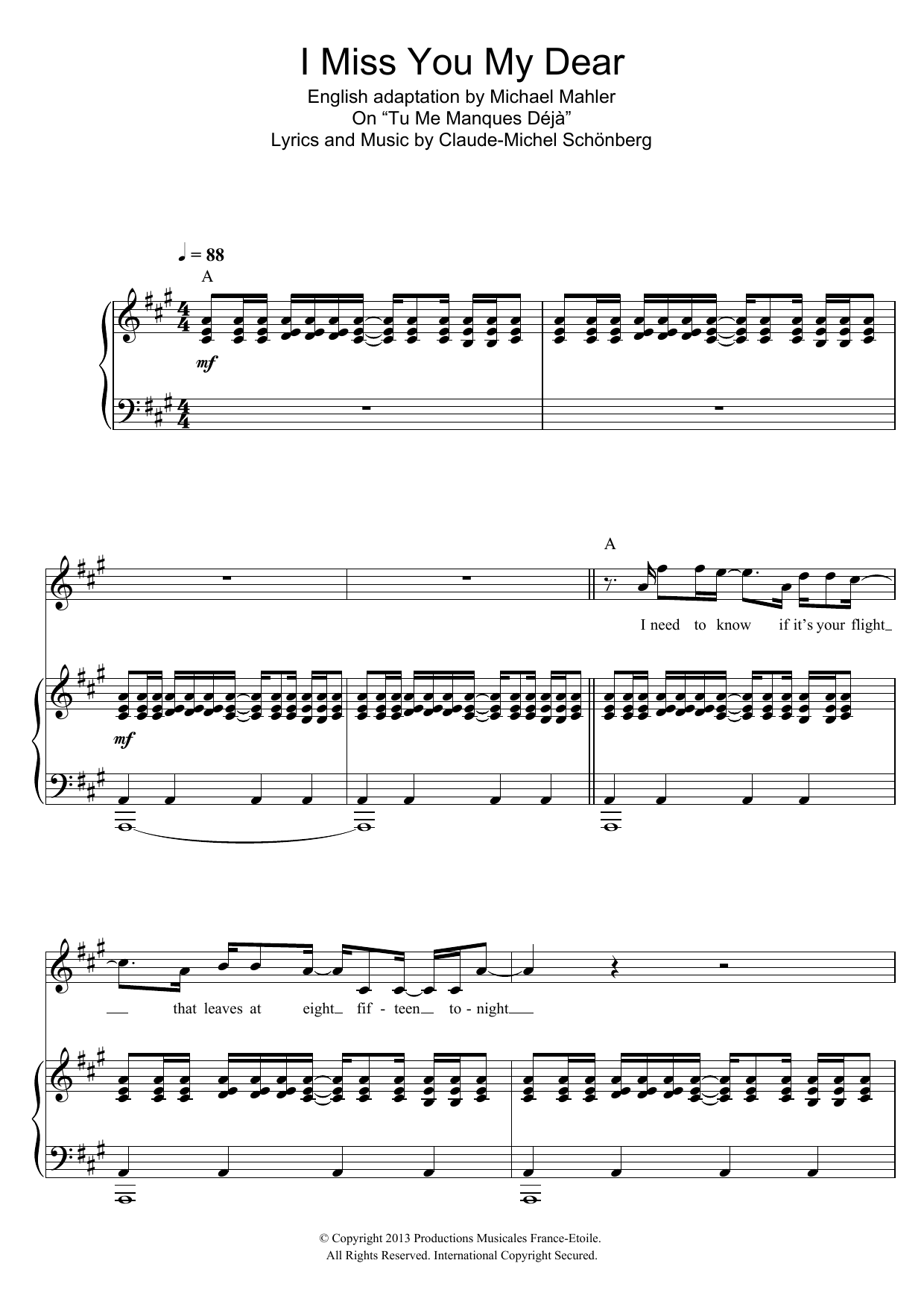 Russell Watson I Miss You My Dear Sheet Music Notes & Chords for Piano & Vocal - Download or Print PDF