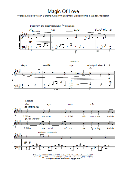 Russell Watson Magic Of Love Sheet Music Notes & Chords for Piano, Vocal & Guitar - Download or Print PDF