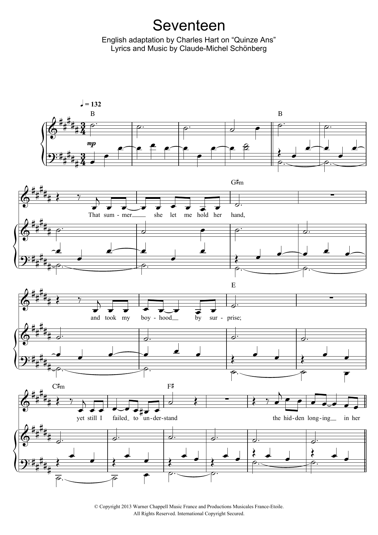 Russell Watson Seventeen Sheet Music Notes & Chords for Piano & Vocal - Download or Print PDF