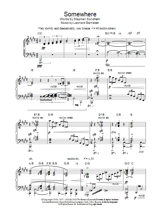Russell Watson Somewhere Sheet Music Notes & Chords for Piano, Vocal & Guitar - Download or Print PDF