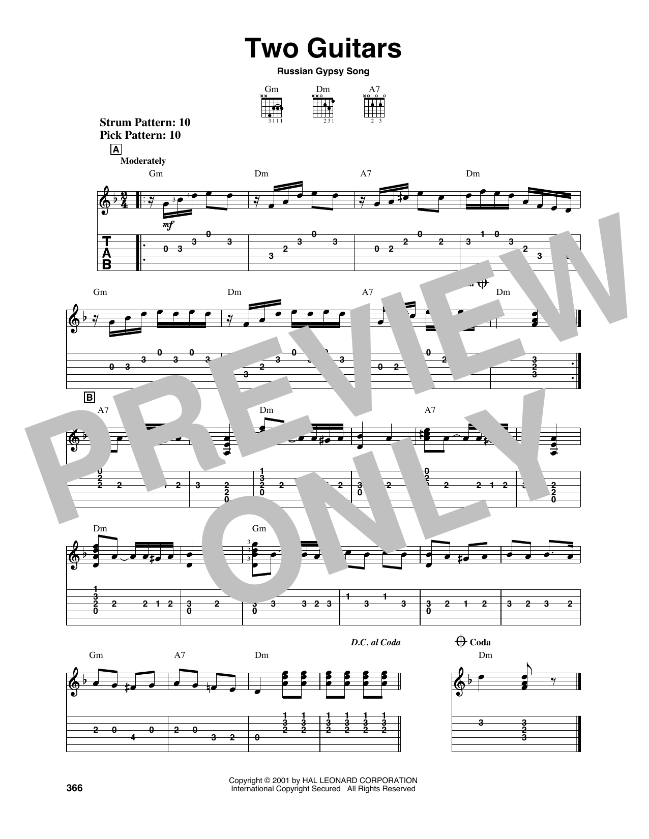 Russian Gypsy Song Two Guitars Sheet Music Notes & Chords for Easy Guitar Tab - Download or Print PDF