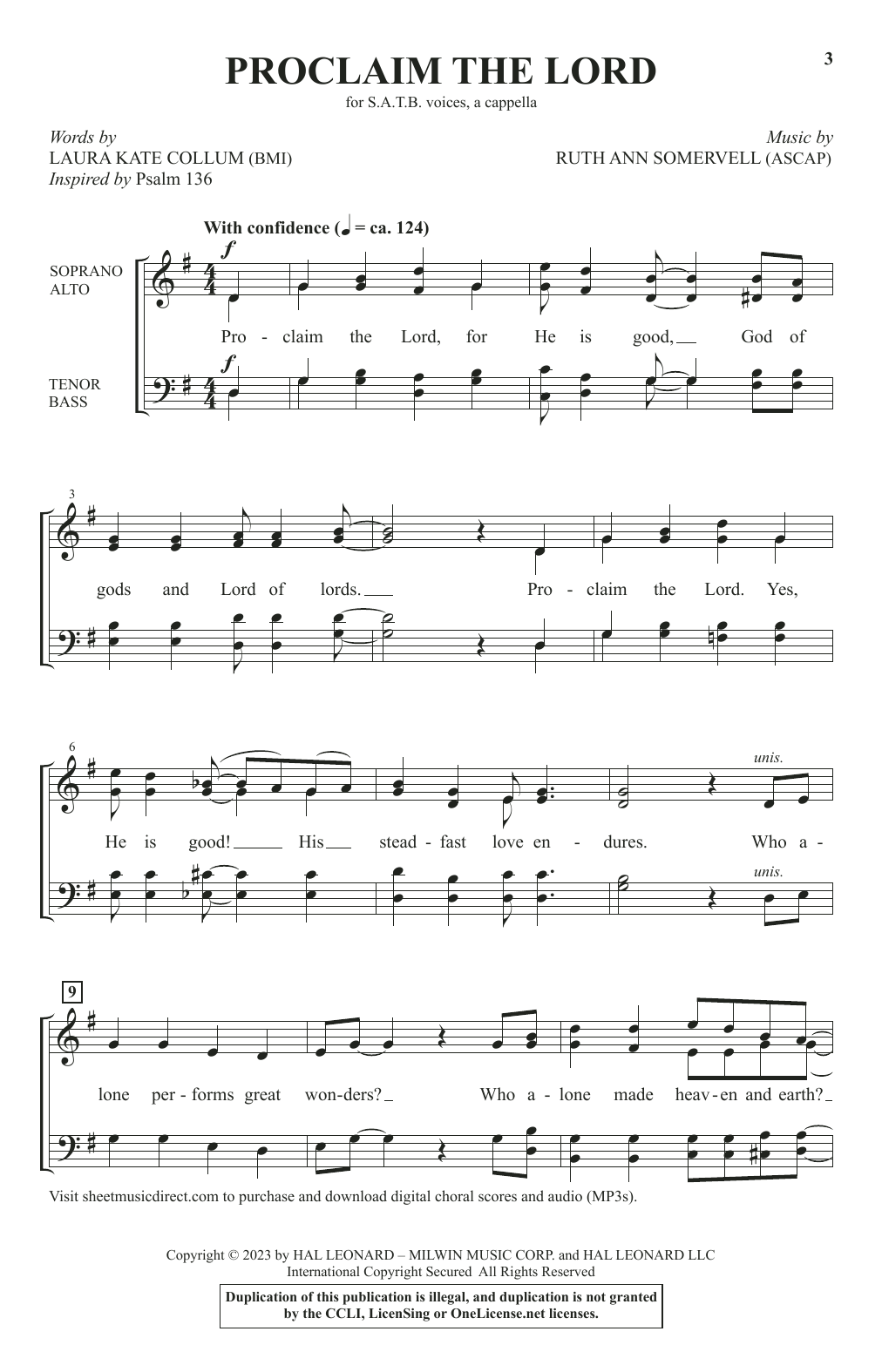 Ruth Ann Somervell Proclaim The Lord Sheet Music Notes & Chords for SATB Choir - Download or Print PDF
