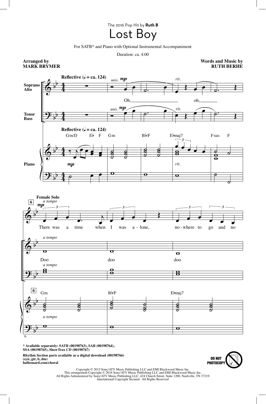Mark Brymer Lost Boy Sheet Music Notes & Chords for SAB - Download or Print PDF