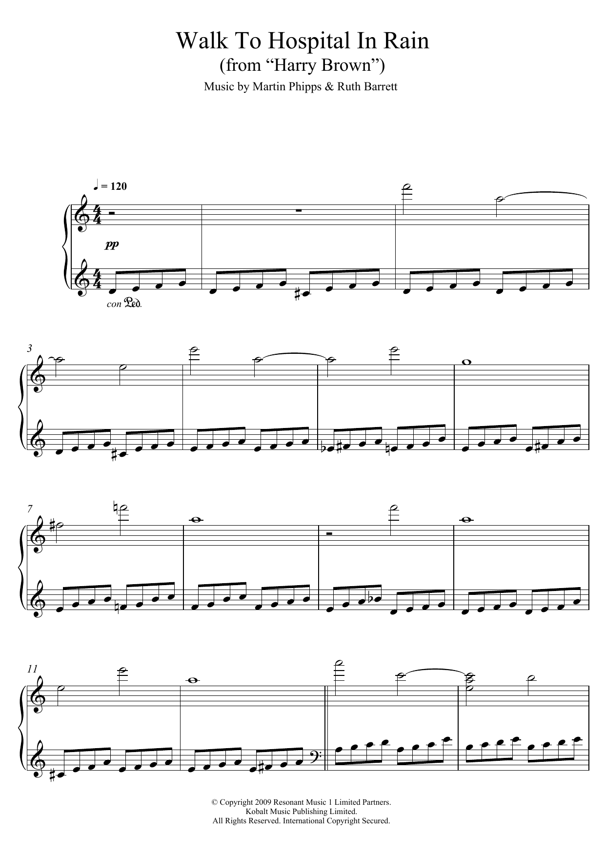 Ruth Barrett Walk To Hospital In Rain (from Harry Brown) Sheet Music Notes & Chords for Piano - Download or Print PDF