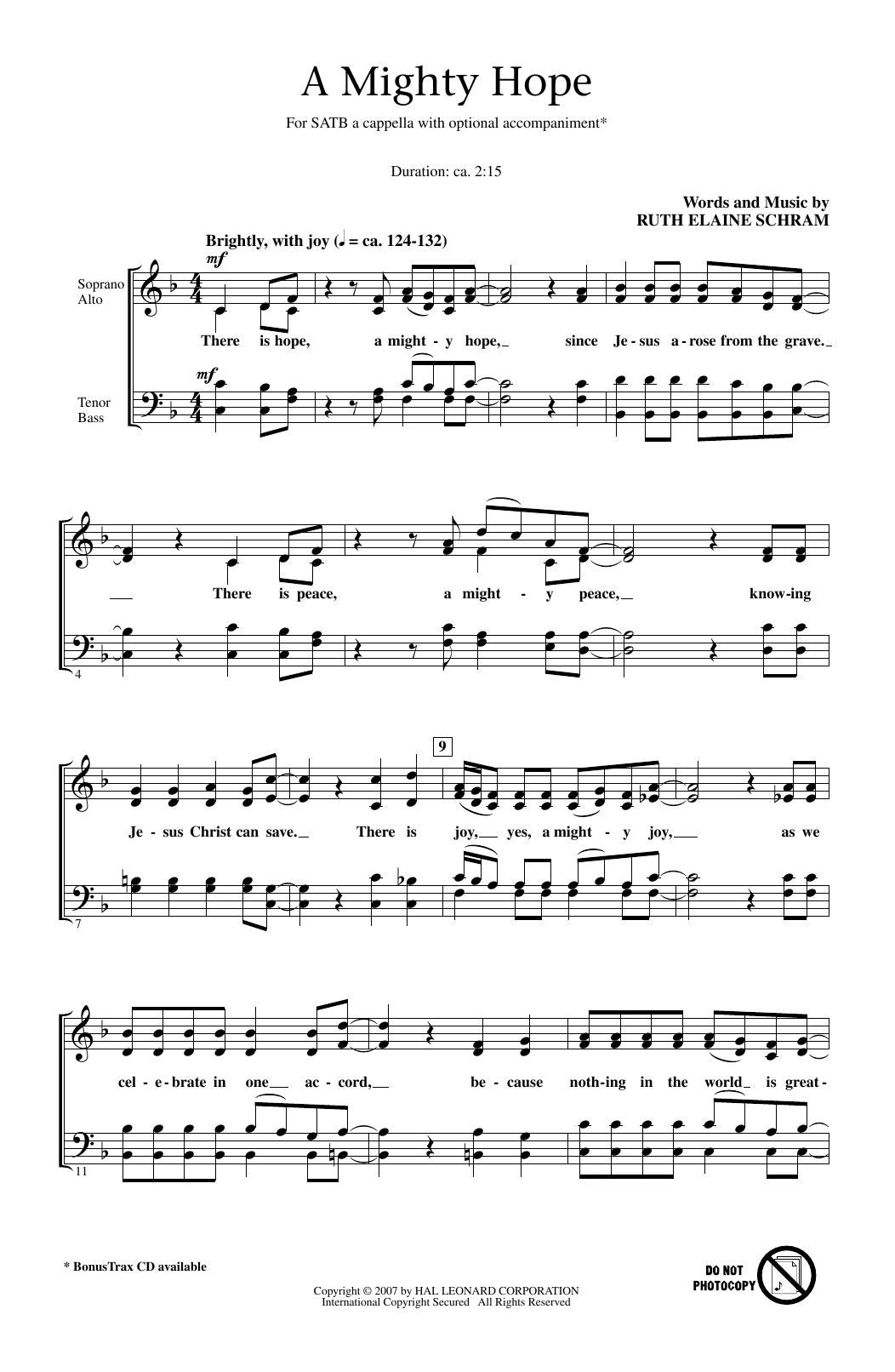 Ruth Elaine Schram A Mighty Hope Sheet Music Notes & Chords for SATB - Download or Print PDF