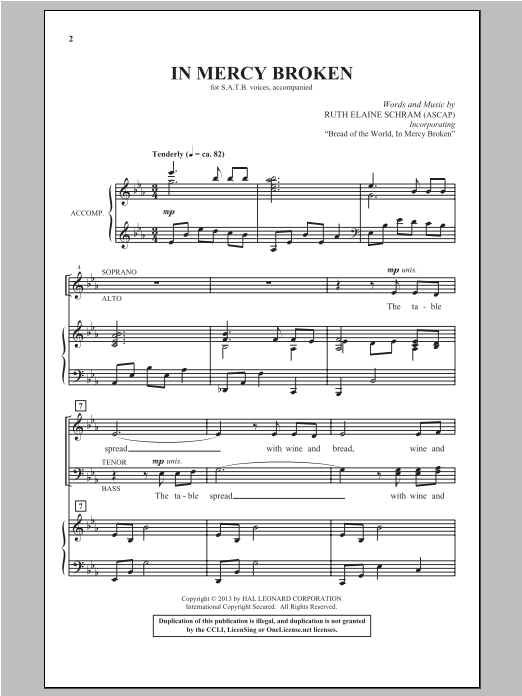 Ruth Elaine Schram In Mercy Broken Sheet Music Notes & Chords for SATB - Download or Print PDF