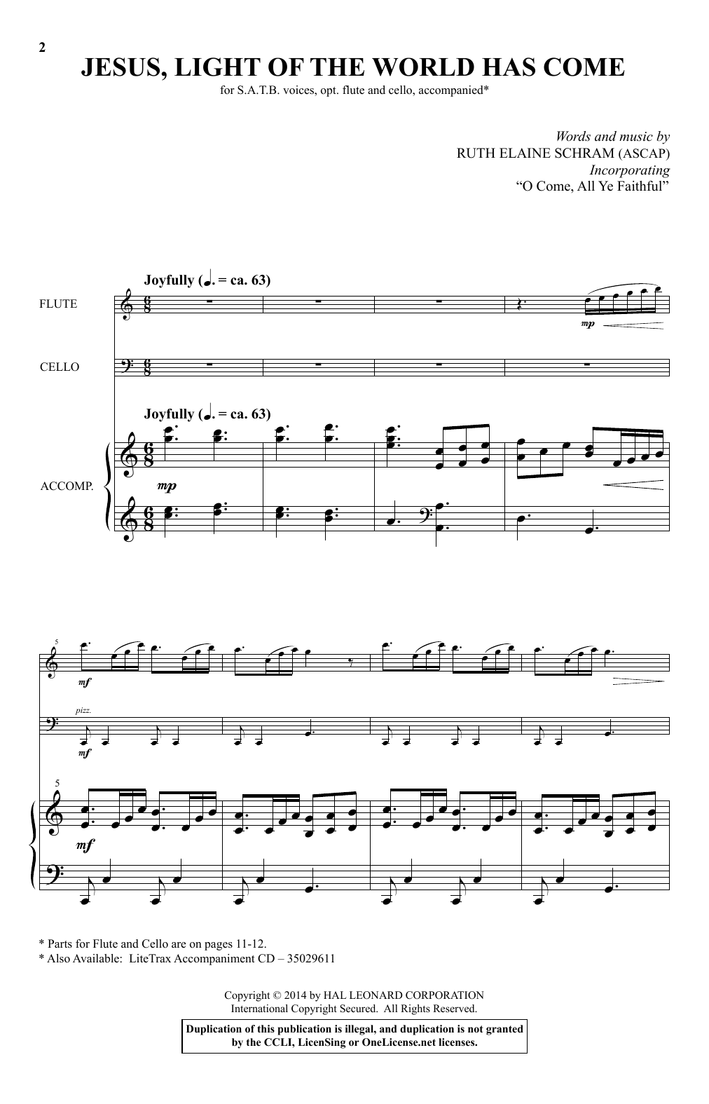 Ruth Elaine Schram Jesus, Light Of The World Has Come Sheet Music Notes & Chords for SATB - Download or Print PDF