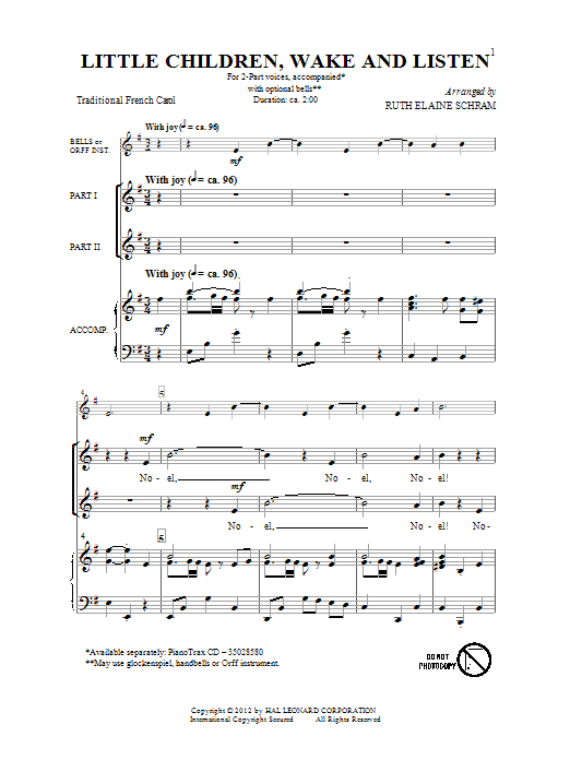 Ruth Elaine Schram Little Children, Wake And Listen Sheet Music Notes & Chords for 2-Part Choir - Download or Print PDF