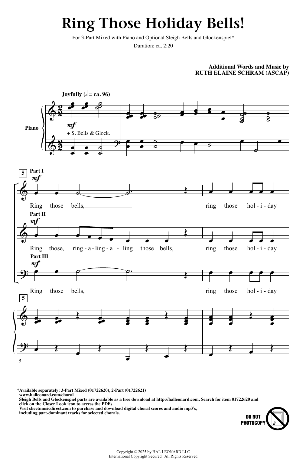 Ruth Elaine Schram Ring Those Holiday Bells Sheet Music Notes & Chords for 2-Part Choir - Download or Print PDF