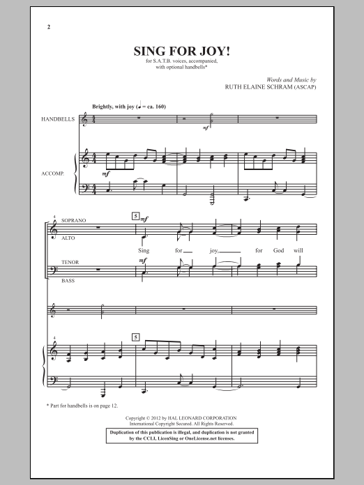 Ruth Elaine Schram Sing For Joy! Sheet Music Notes & Chords for SATB - Download or Print PDF