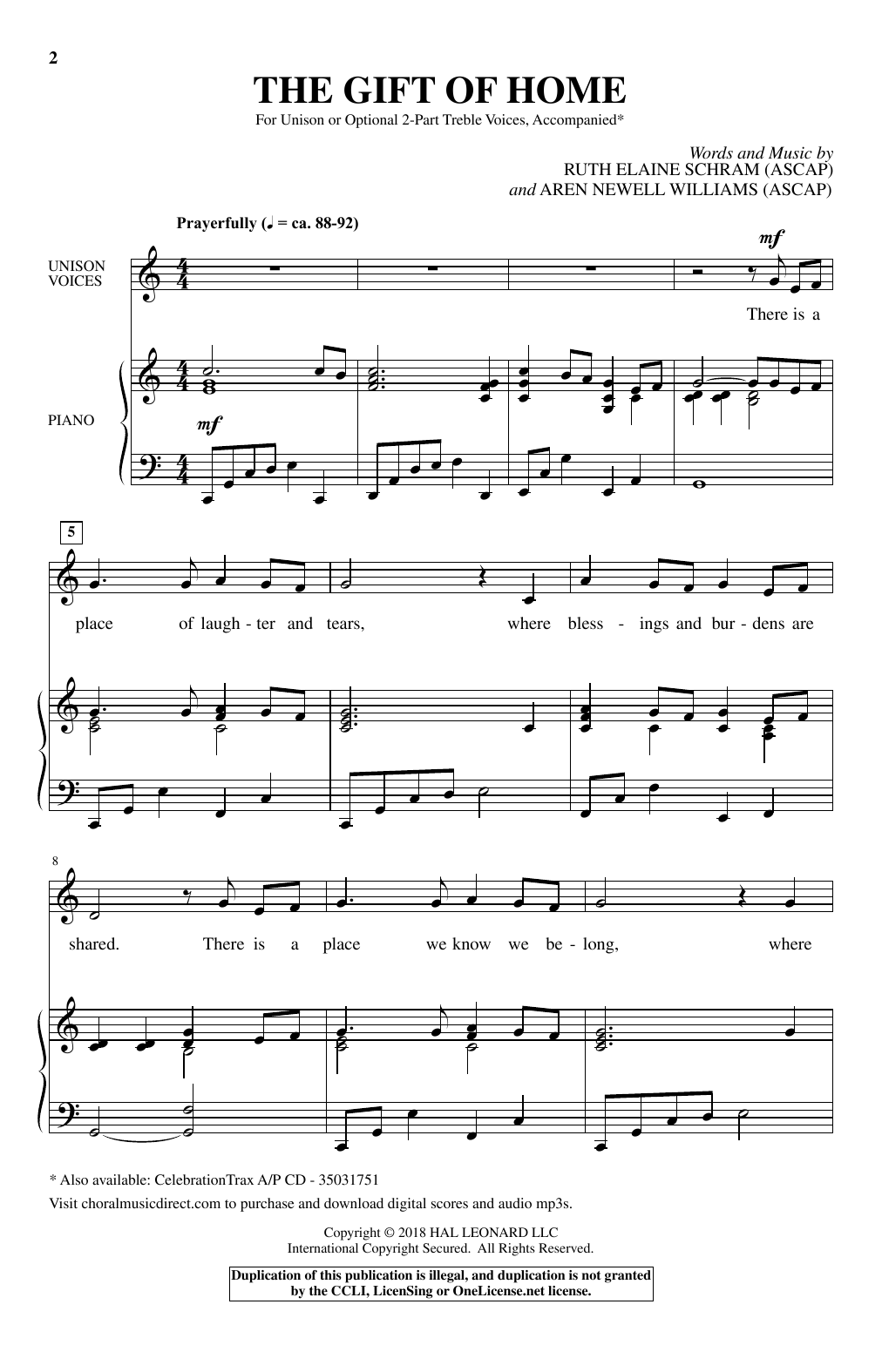 Ruth Elaine Schram The Gift Of Home Sheet Music Notes & Chords for Choral - Download or Print PDF
