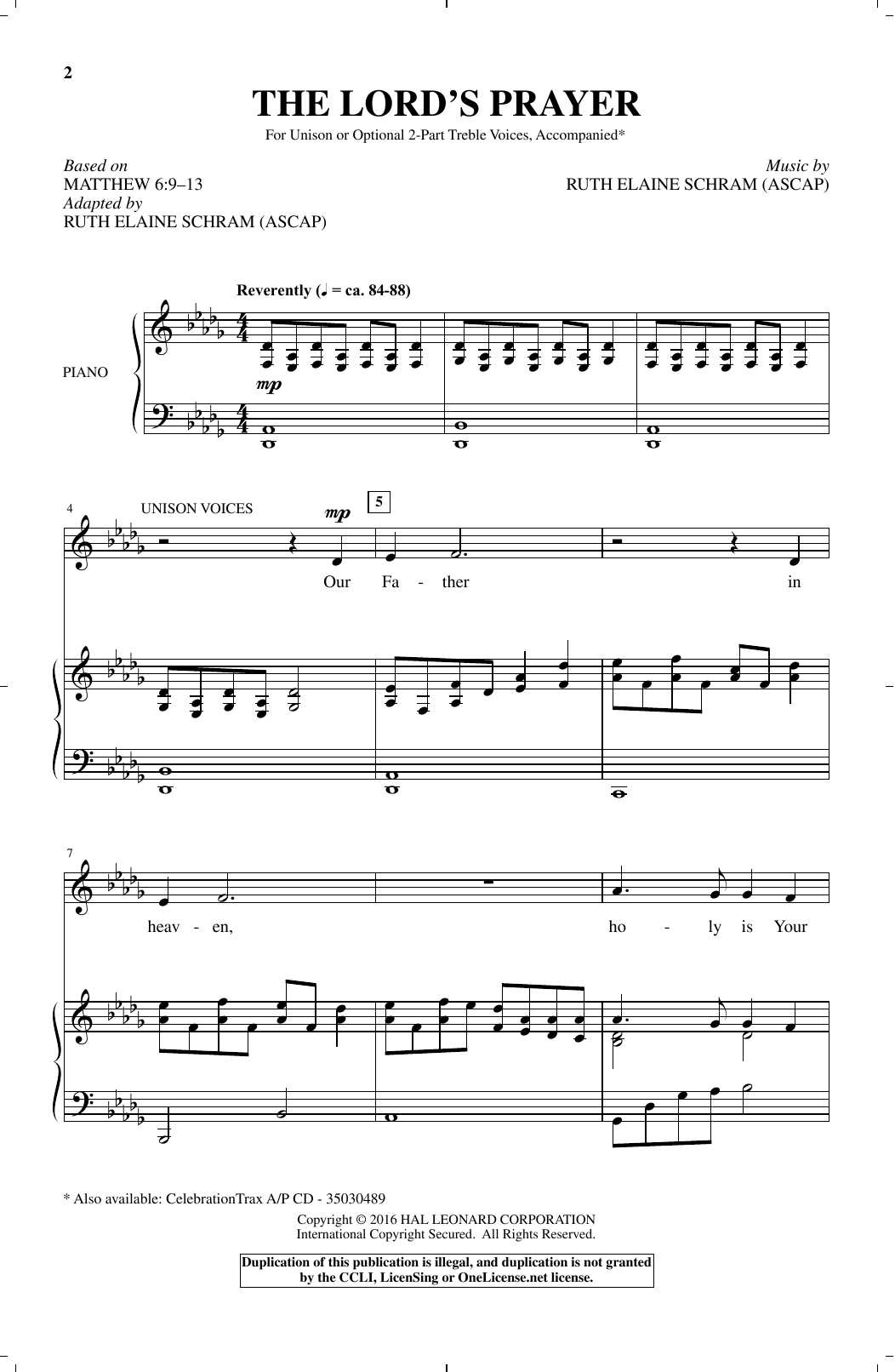 Ruth Elaine Schram The Lord's Prayer Sheet Music Notes & Chords for Choral - Download or Print PDF