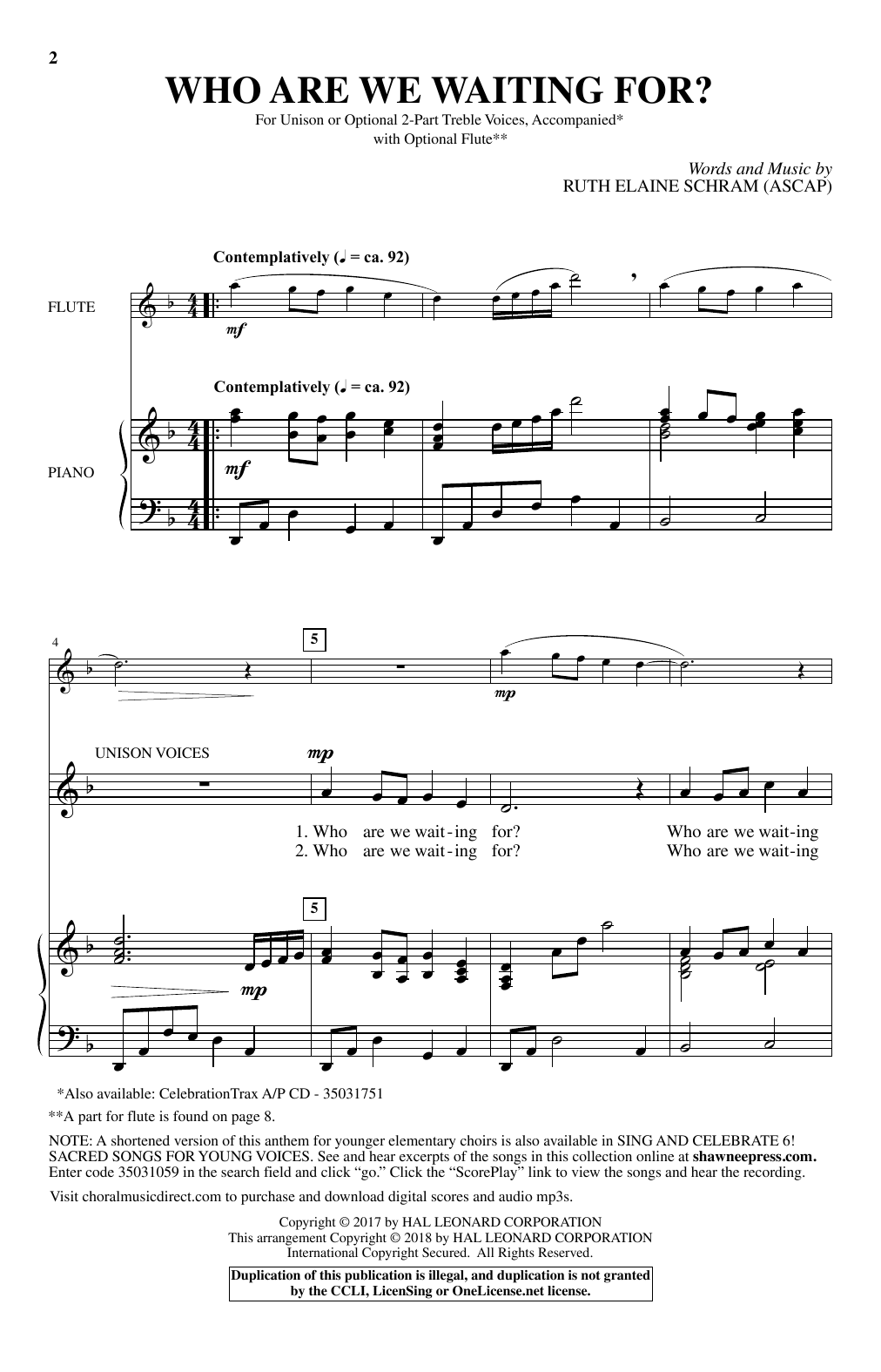 Ruth Elaine Schram Who Are We Waiting For? Sheet Music Notes & Chords for Choral - Download or Print PDF