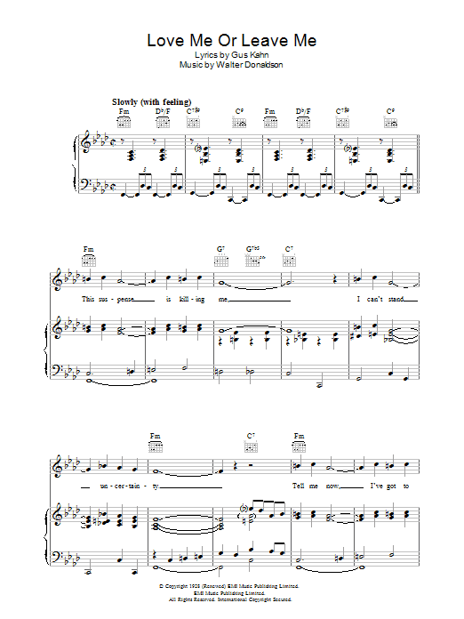 Ruth Etting Love Me Or Leave Me Sheet Music Notes & Chords for Real Book - Melody & Chords - C Instruments - Download or Print PDF