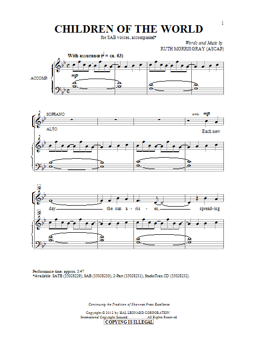Ruth Morris Gray Children Of The World Sheet Music Notes & Chords for 2-Part Choir - Download or Print PDF