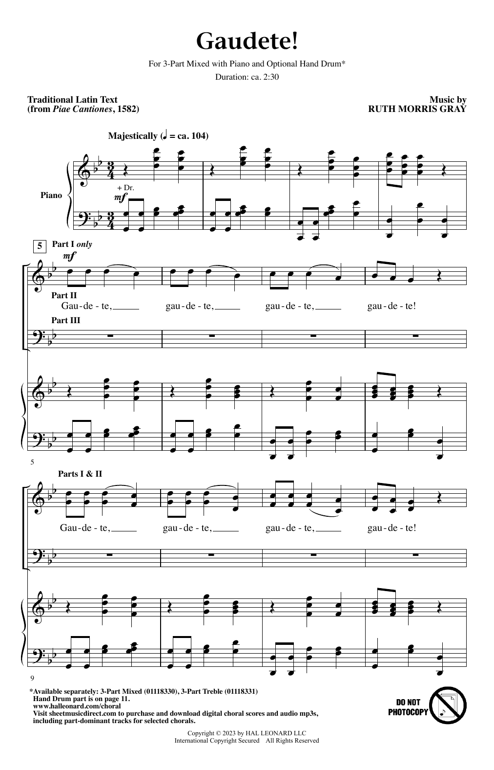 Ruth Morris Gray Gaudete! Sheet Music Notes & Chords for 3-Part Mixed Choir - Download or Print PDF