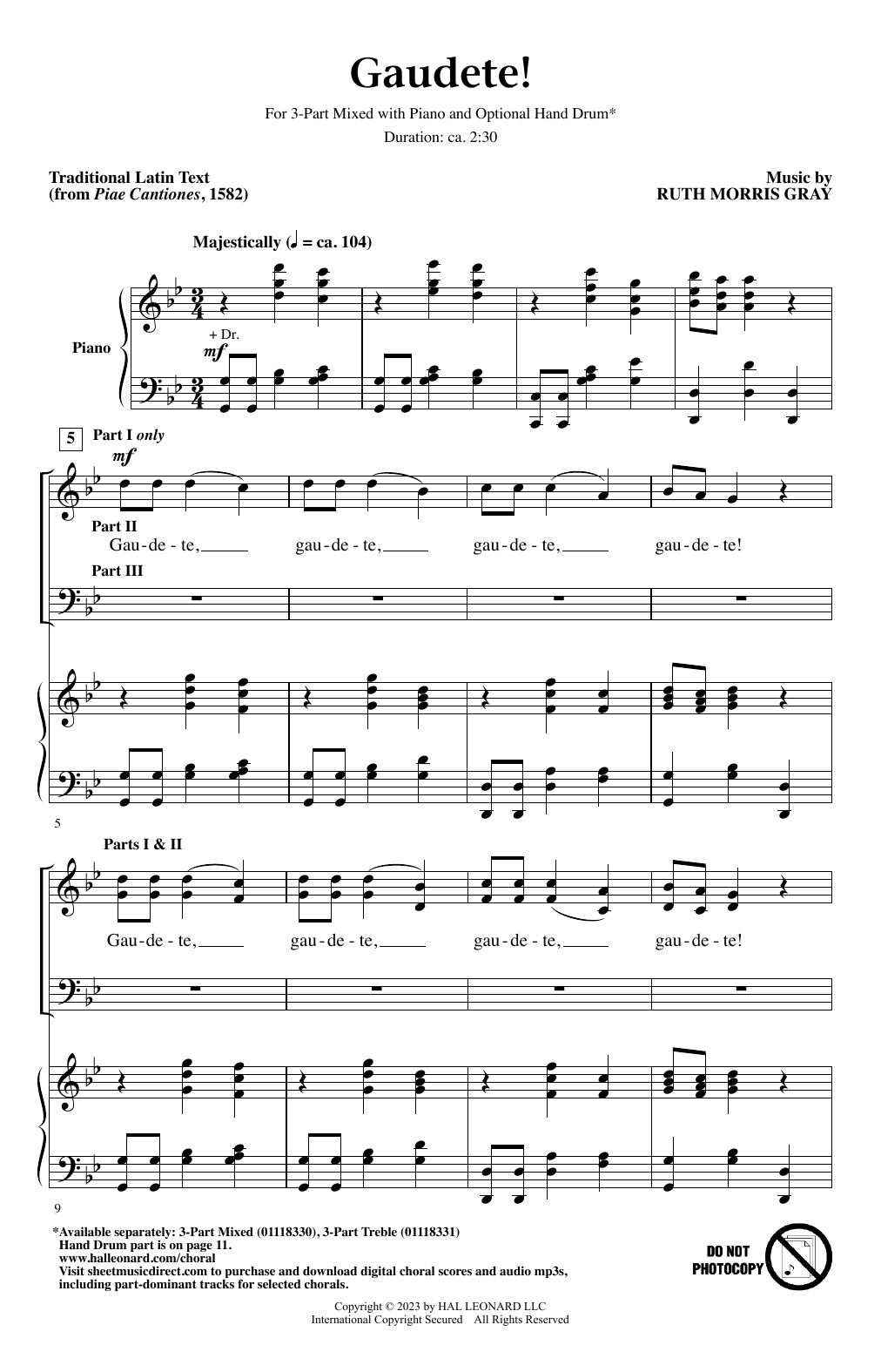Ruth Morris Gray Gaudete! Sheet Music Notes & Chords for 3-Part Treble Choir - Download or Print PDF