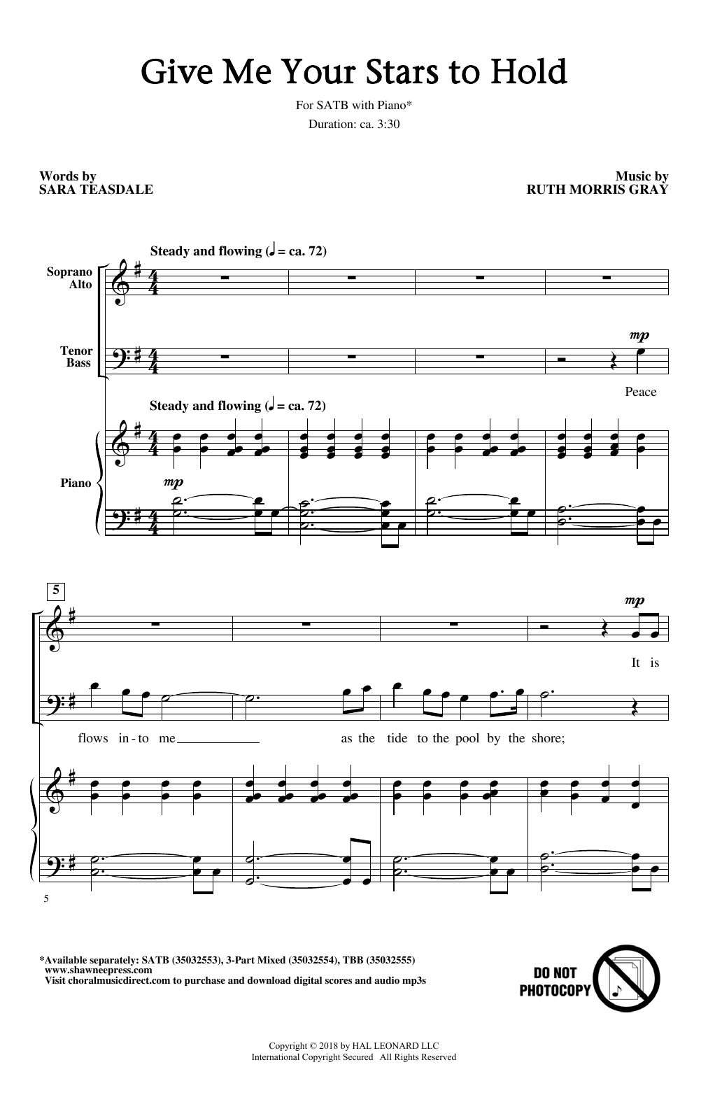 Ruth Morris Gray Give Me Your Stars To Hold Sheet Music Notes & Chords for SATB Choir - Download or Print PDF