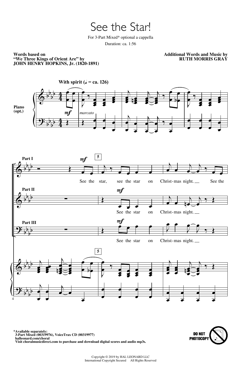 Ruth Morris Gray See The Star! Sheet Music Notes & Chords for 3-Part Mixed Choir - Download or Print PDF