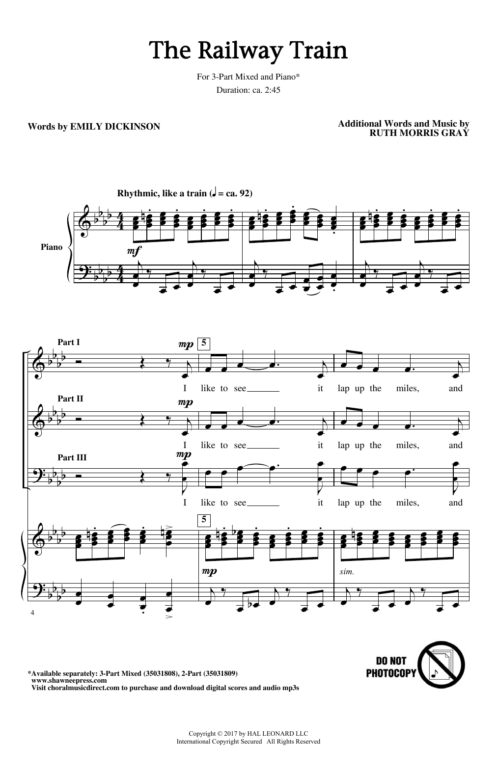 Ruth Morris Gray The Railway Train Sheet Music Notes & Chords for 2-Part Choir - Download or Print PDF