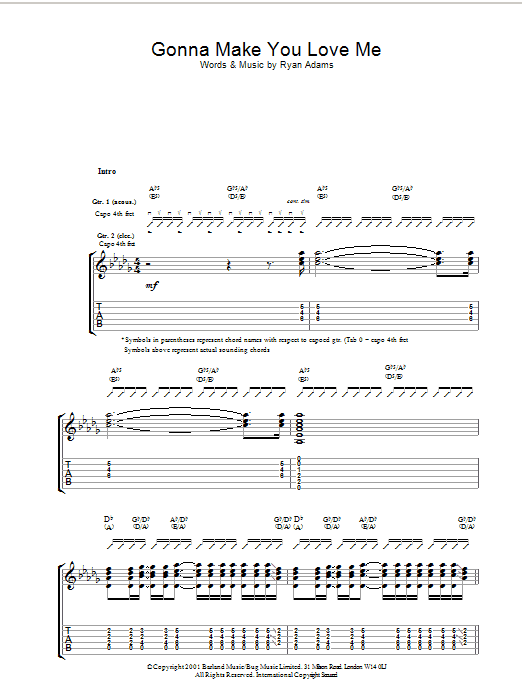 Ryan Adams Gonna Make You Love Me Sheet Music Notes & Chords for Guitar Tab - Download or Print PDF