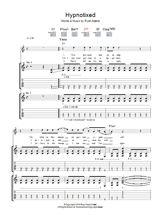 Ryan Adams Hypnotixed Sheet Music Notes & Chords for Guitar Tab - Download or Print PDF