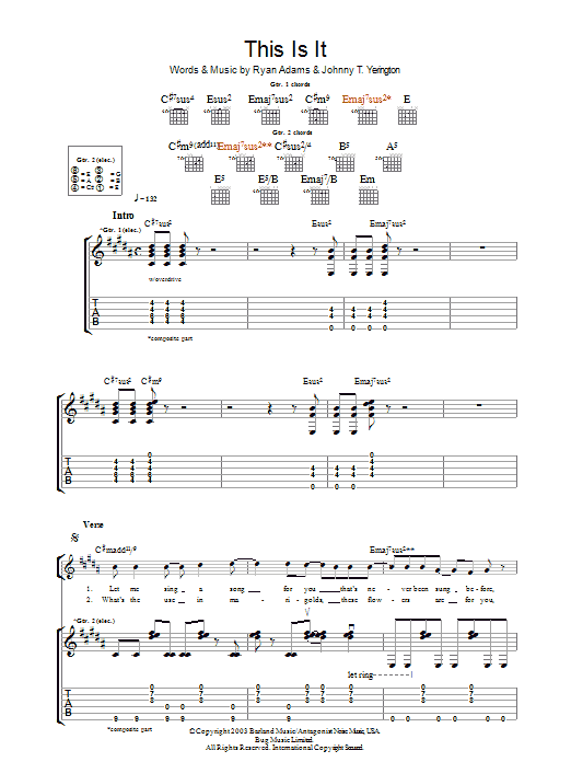 Ryan Adams This Is It Sheet Music Notes & Chords for Guitar Tab - Download or Print PDF