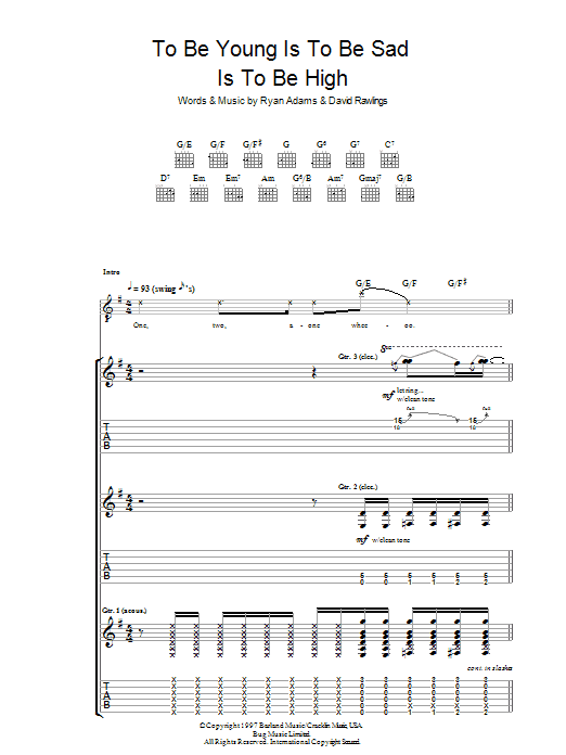 Ryan Adams To Be Young (Is To Be Sad, Is To Be High) Sheet Music Notes & Chords for Lyrics & Chords - Download or Print PDF