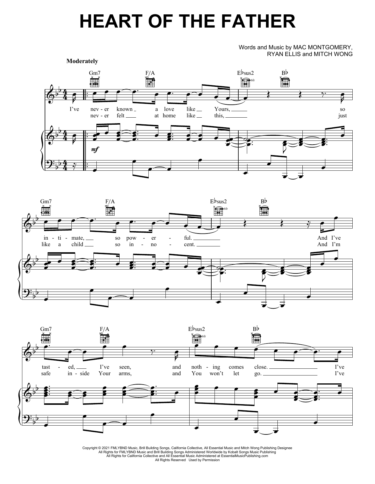 Ryan Ellis Heart Of The Father Sheet Music Notes & Chords for Piano, Vocal & Guitar Chords (Right-Hand Melody) - Download or Print PDF