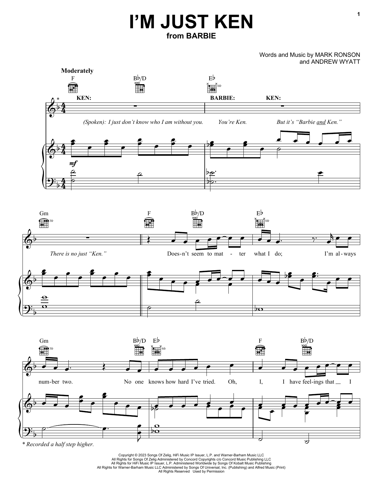 Ryan Gosling I'm Just Ken (from Barbie) Sheet Music Notes & Chords for Trumpet Solo - Download or Print PDF