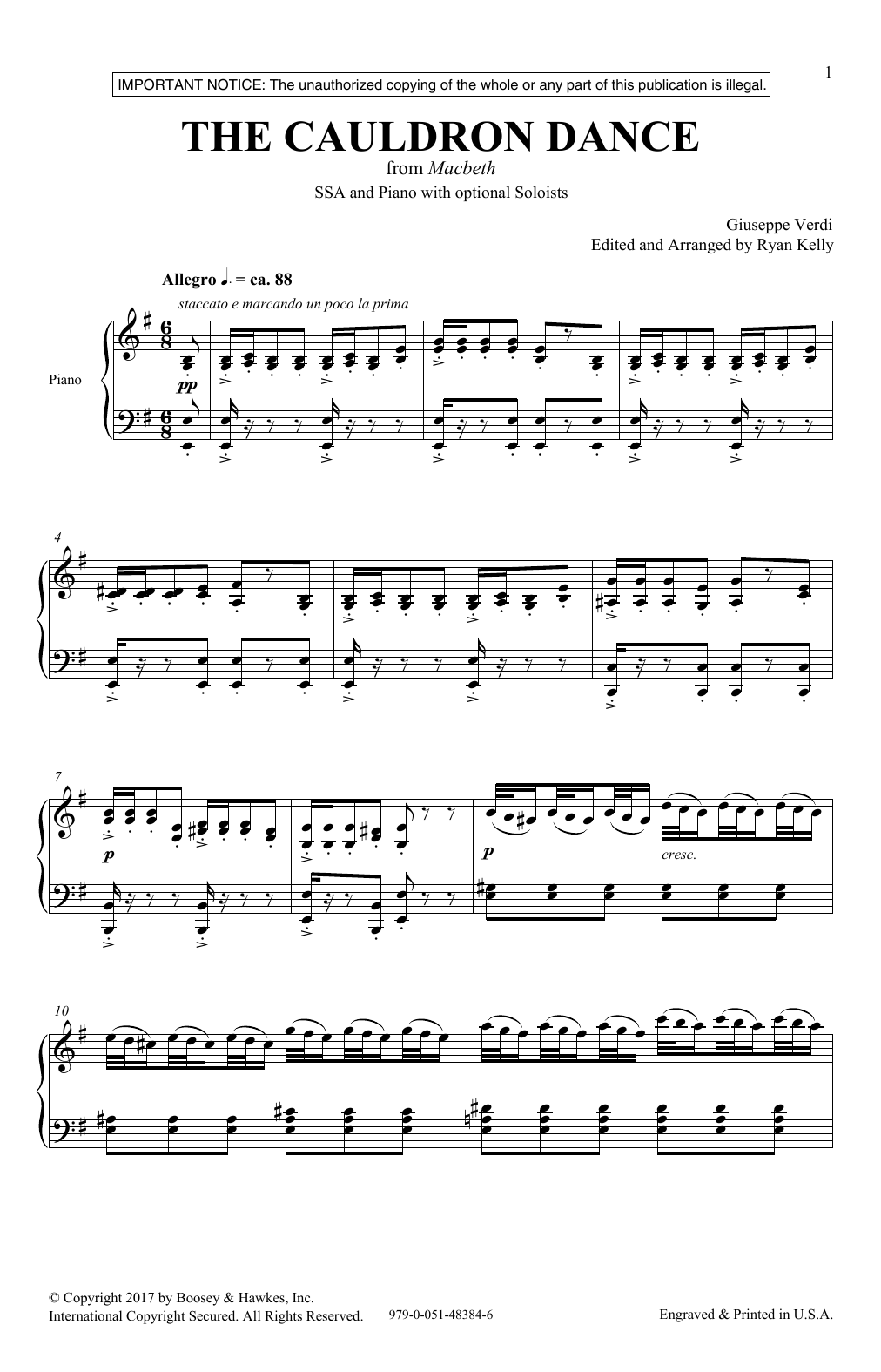Ryan Kelly Cauldron Dance Sheet Music Notes & Chords for SSA - Download or Print PDF