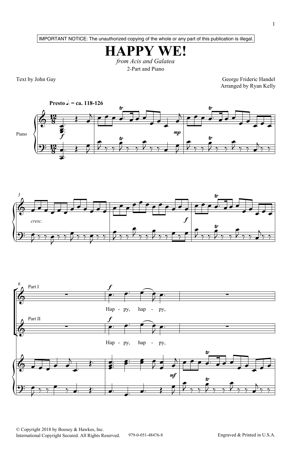 Ryan Kelly Happy We Sheet Music Notes & Chords for 2-Part Choir - Download or Print PDF