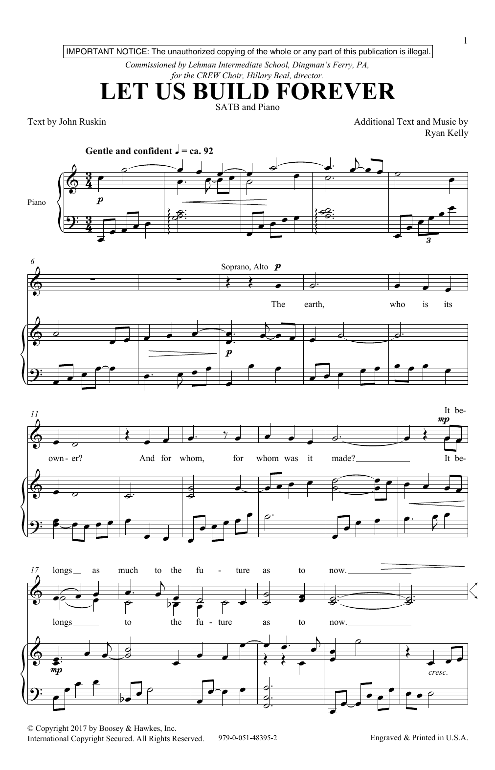 Ryan Kelly Let Us Build Together Sheet Music Notes & Chords for SATB - Download or Print PDF