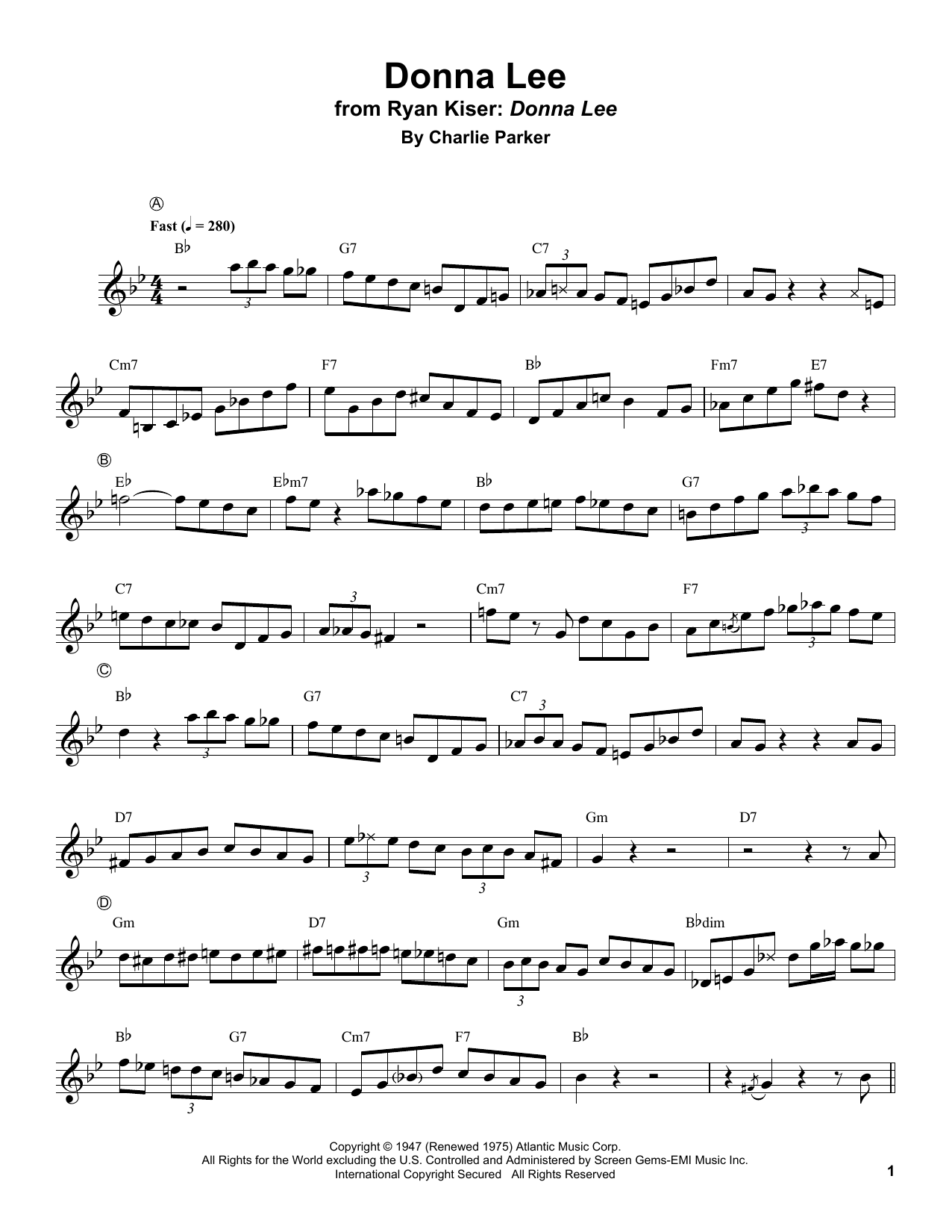 Ryan Kisor Donna Lee Sheet Music Notes & Chords for Trumpet Transcription - Download or Print PDF