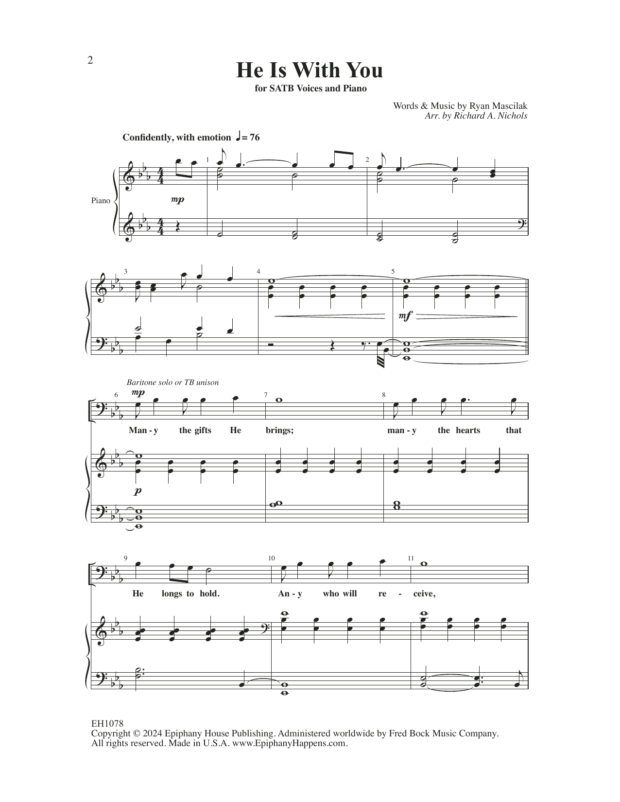 Ryan Mascilak He Is With You (arr. Richard A. Nichols) Sheet Music Notes & Chords for SATB Choir - Download or Print PDF