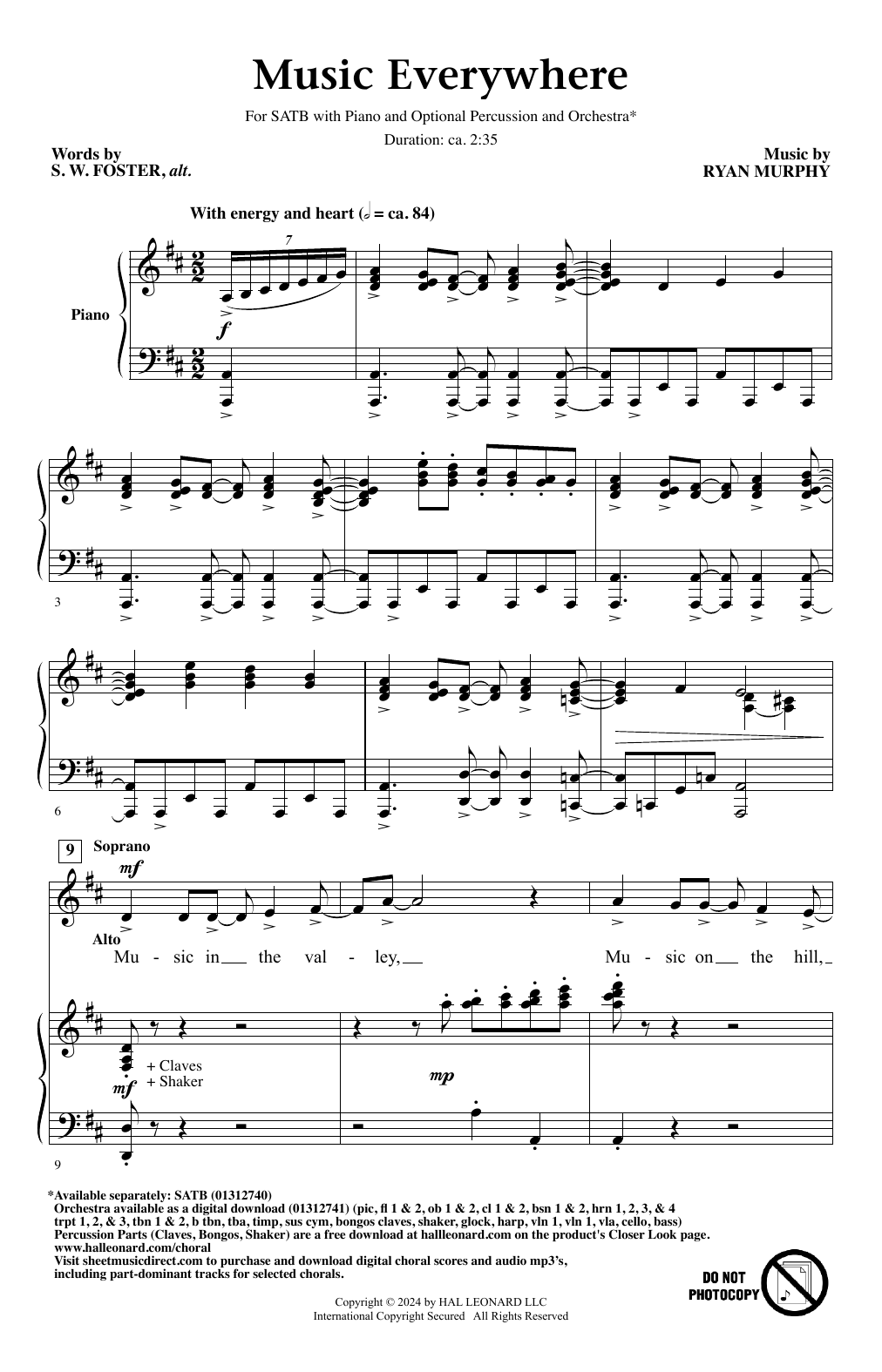 Ryan Murphy Music Everywhere Sheet Music Notes & Chords for SATB Choir - Download or Print PDF