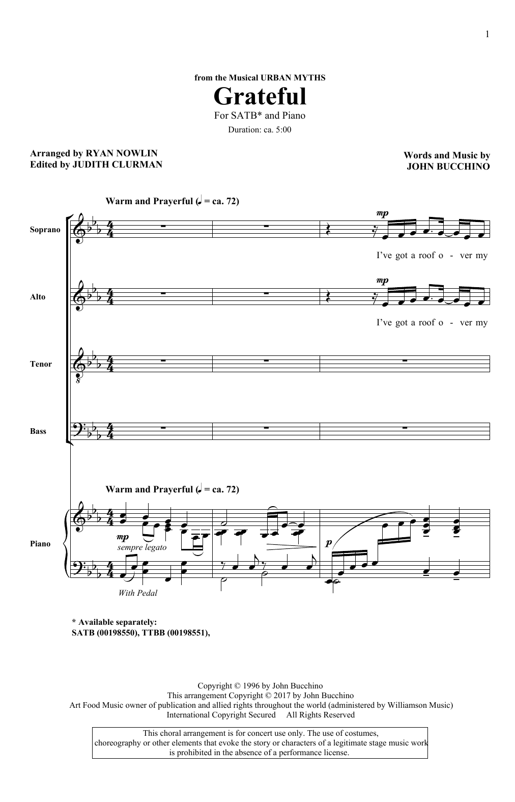 Ryan Nowlin Grateful Sheet Music Notes & Chords for SATB - Download or Print PDF