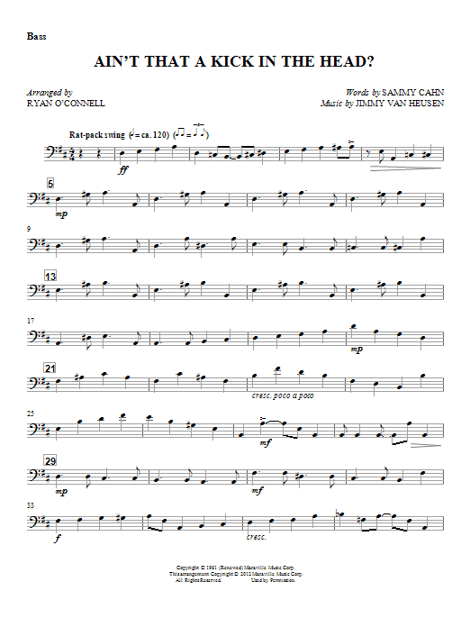 Ryan O'Connell Ain't That A Kick In The Head? - Bass Sheet Music Notes & Chords for Choral Instrumental Pak - Download or Print PDF
