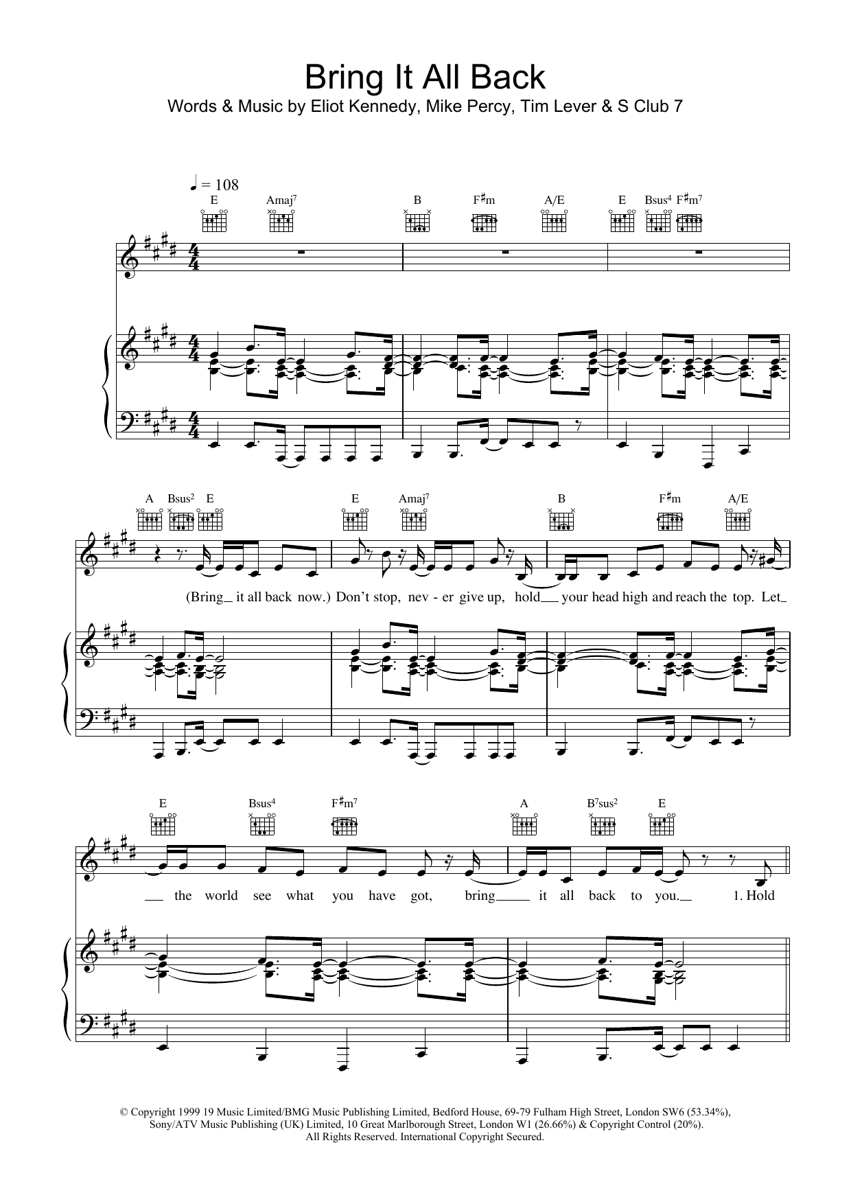 S Club 7 Bring It All Back Sheet Music Notes & Chords for Alto Saxophone - Download or Print PDF