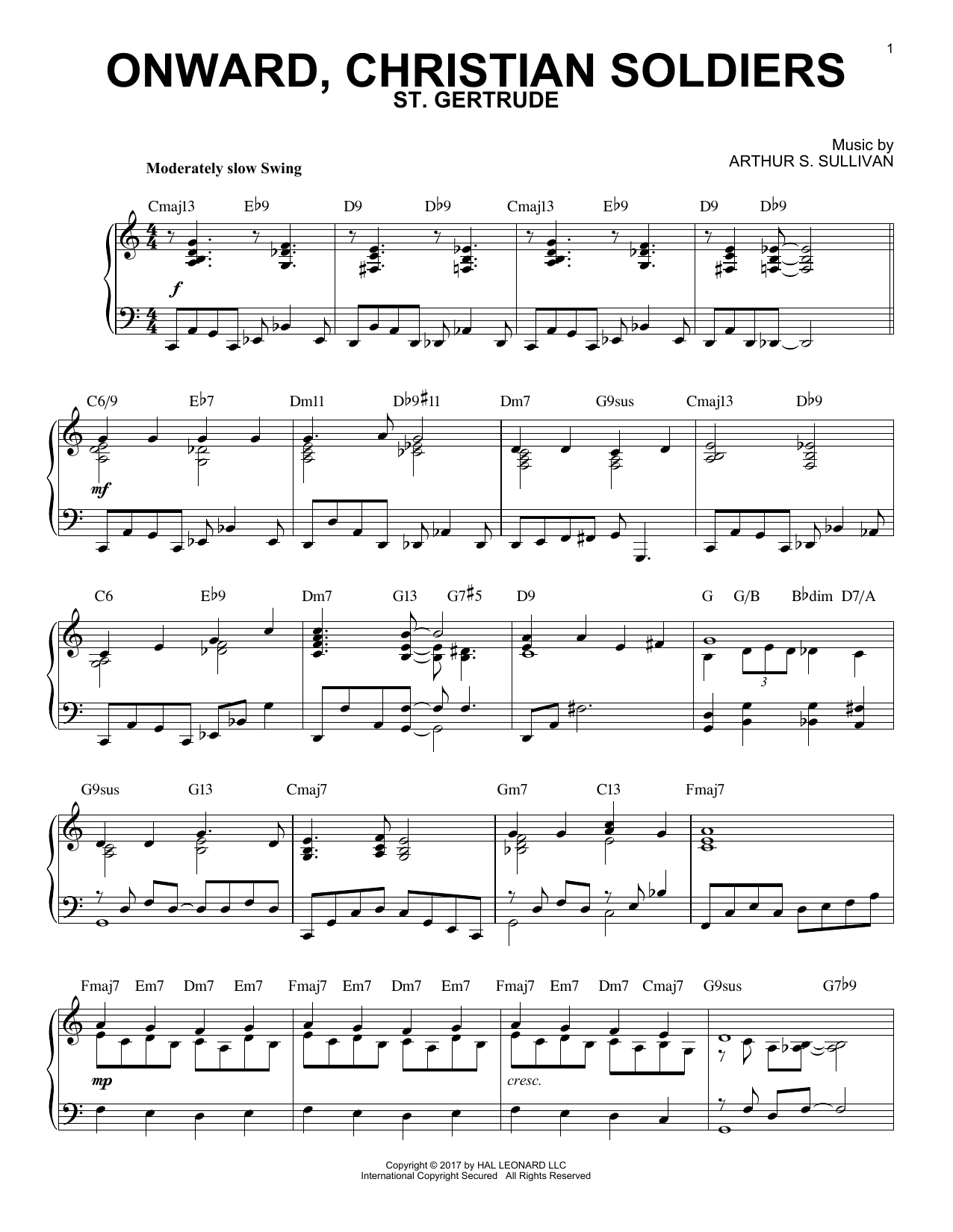 Sabine Baring-Gould Onward, Christian Soldiers [Jazz version] Sheet Music Notes & Chords for Piano - Download or Print PDF