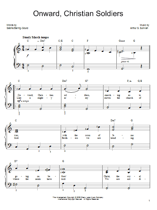 Sabine Baring-Gould Onward, Christian Soldiers Sheet Music Notes & Chords for Piano, Vocal & Guitar (Right-Hand Melody) - Download or Print PDF