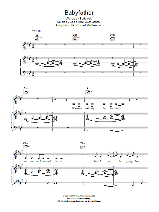 Sade Babyfather Sheet Music Notes & Chords for Piano, Vocal & Guitar - Download or Print PDF