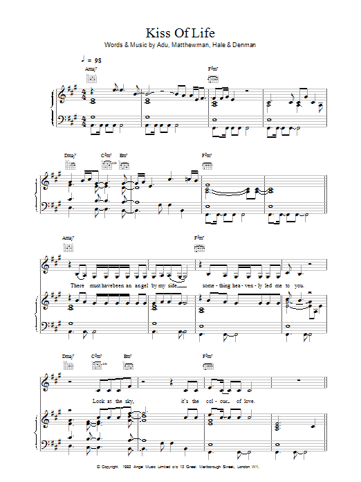 Sade Kiss Of Life Sheet Music Notes & Chords for Piano, Vocal & Guitar (Right-Hand Melody) - Download or Print PDF