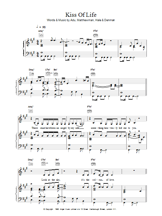 Sade Kiss Of Life Sheet Music Notes & Chords for Piano, Vocal & Guitar Chords (Right-Hand Melody) - Download or Print PDF