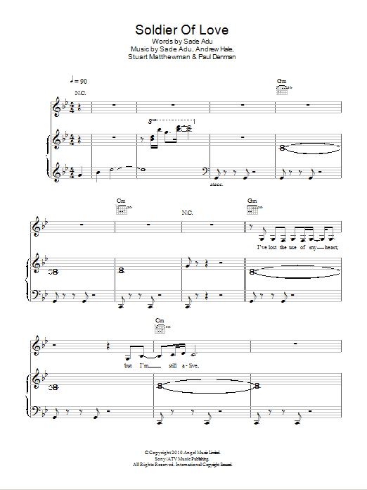 Sade Soldier Of Love Sheet Music Notes & Chords for Piano, Vocal & Guitar - Download or Print PDF