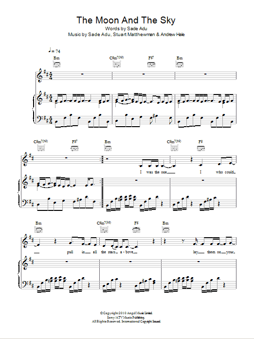 Sade The Moon And The Sky Sheet Music Notes & Chords for Piano, Vocal & Guitar - Download or Print PDF