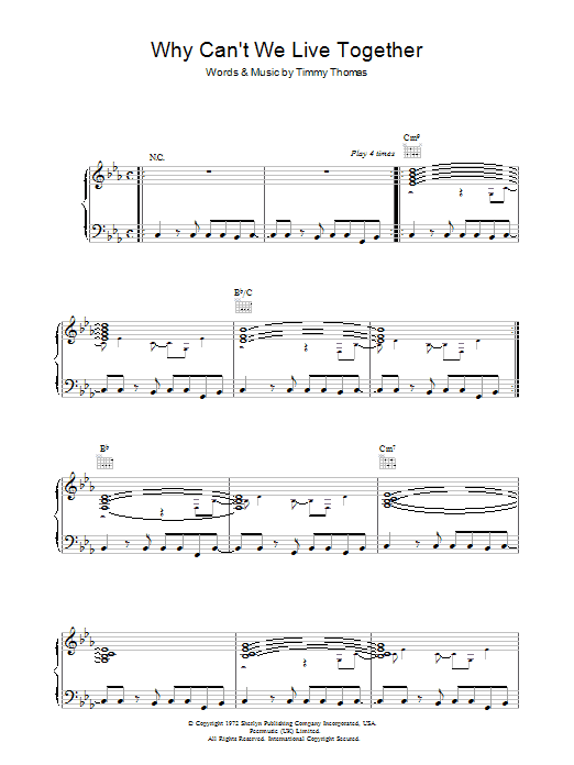 Sade Why Can't We Live Together Sheet Music Notes & Chords for Piano, Vocal & Guitar - Download or Print PDF