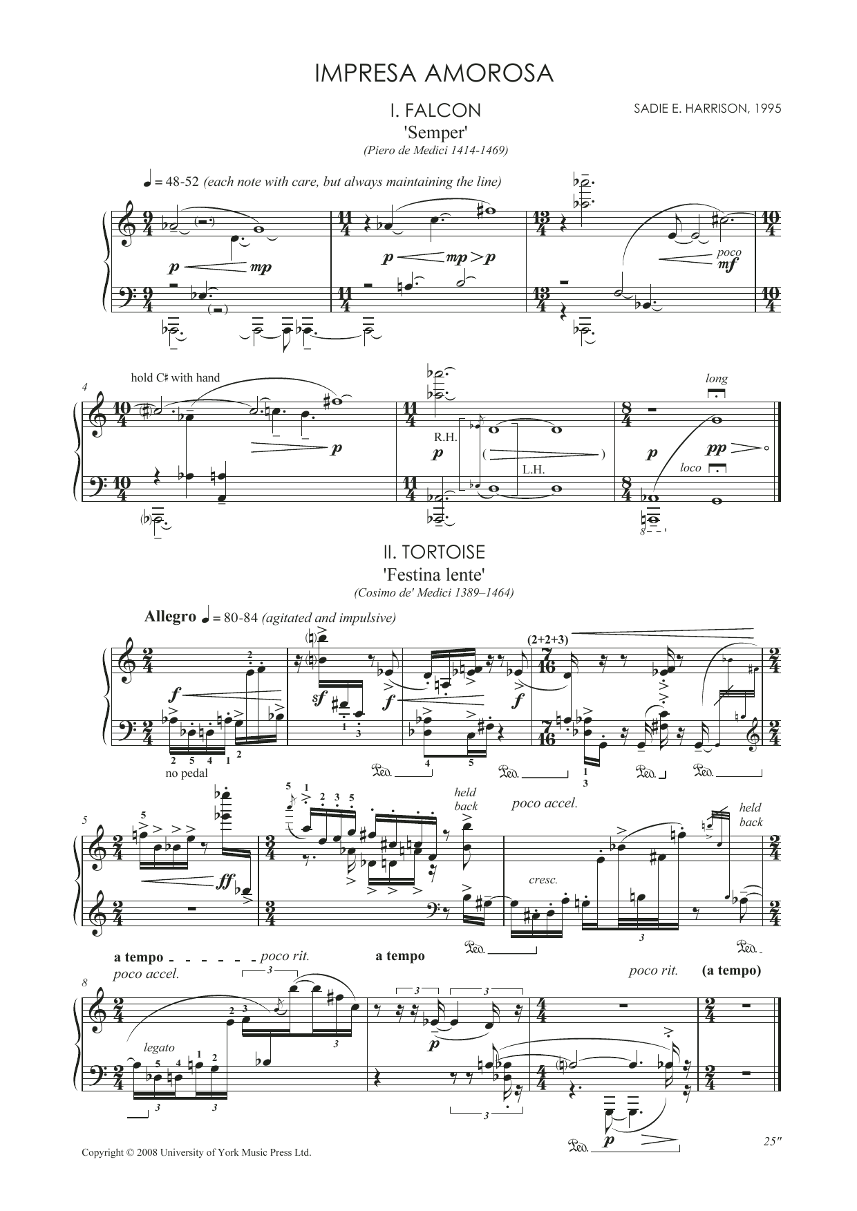 Sadie Harrison Impresa Amorosa Sheet Music Notes & Chords for Piano - Download or Print PDF